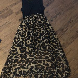 Leopard Print High Low Dress